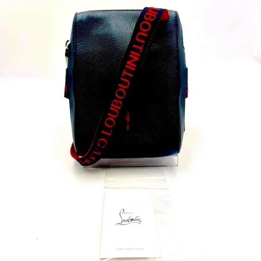 Auth Christian Louboutin Black Leather Benech Reporter Bag Preloved Purse Mint